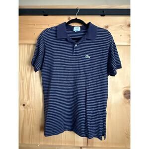 Vintage 80’s IZOD Lacoste Short Sleeve Blue Striped Polo Men’s XL